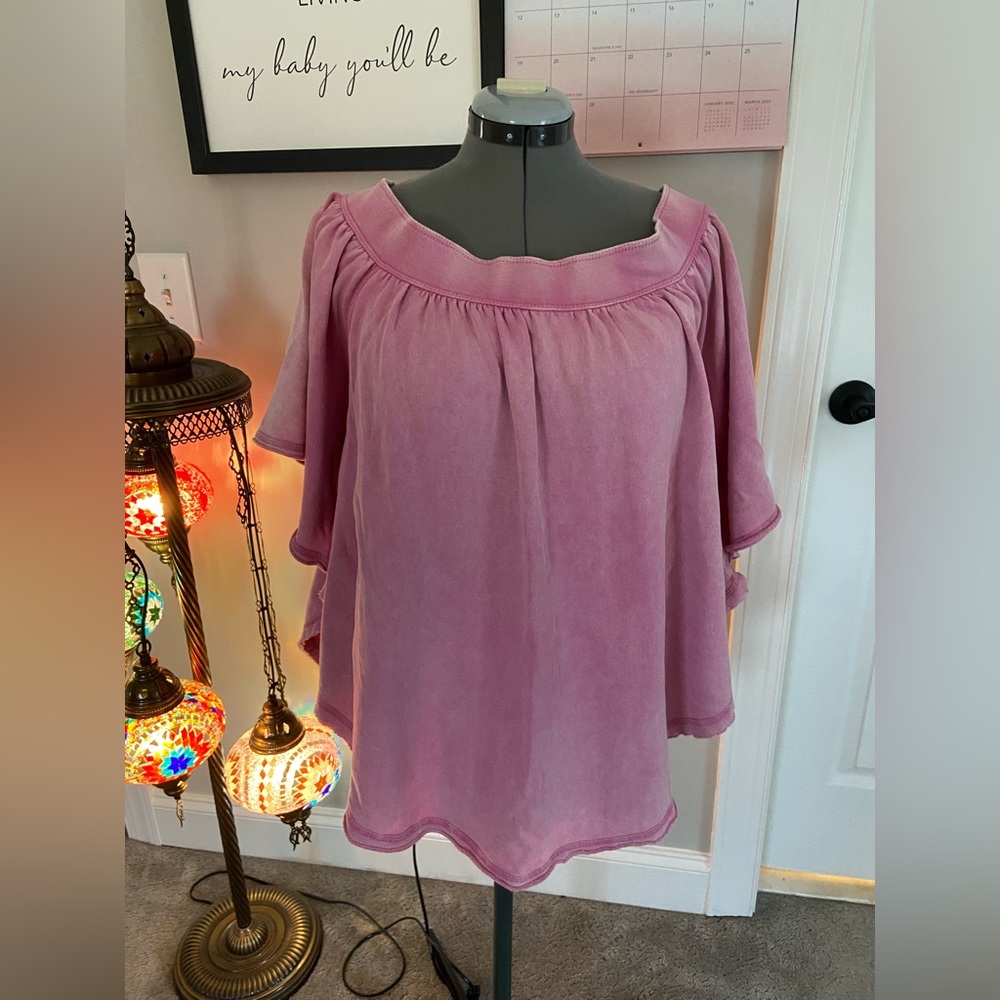 Free People - Pink Short Sleeve Shawl Shrug w Arm Holes size Medium